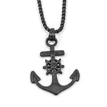 Black stainless steel anchor necklace