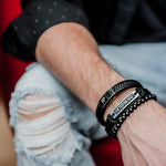 lifestyle black leather bracelet combo