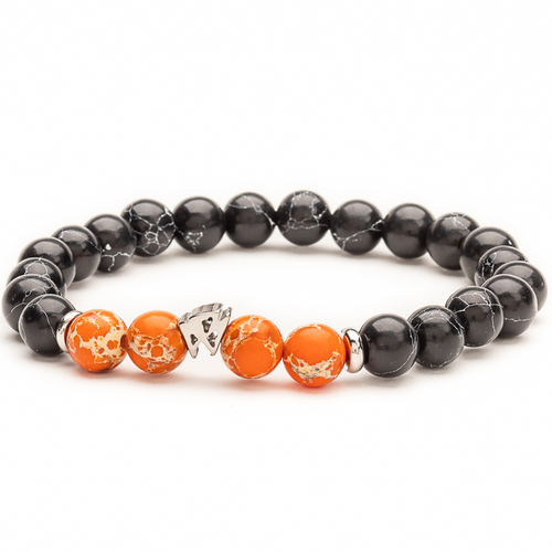 Black and Orange Magma beads bracelet