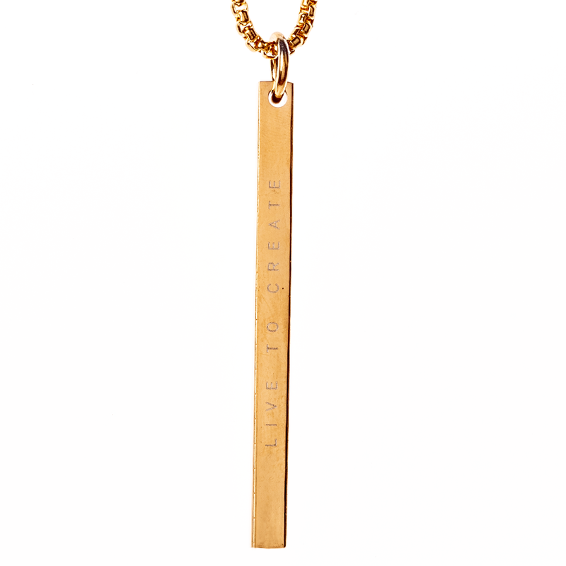 Gold stainless steel monument necklace