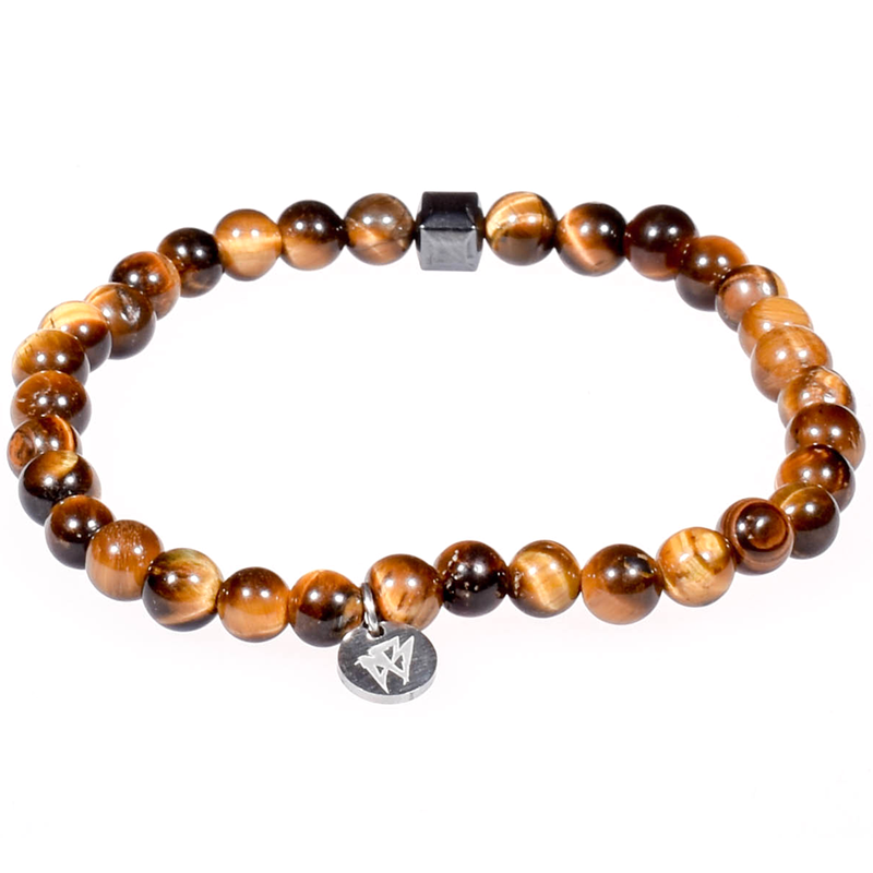 Brown and silver neutral beads bracelet
